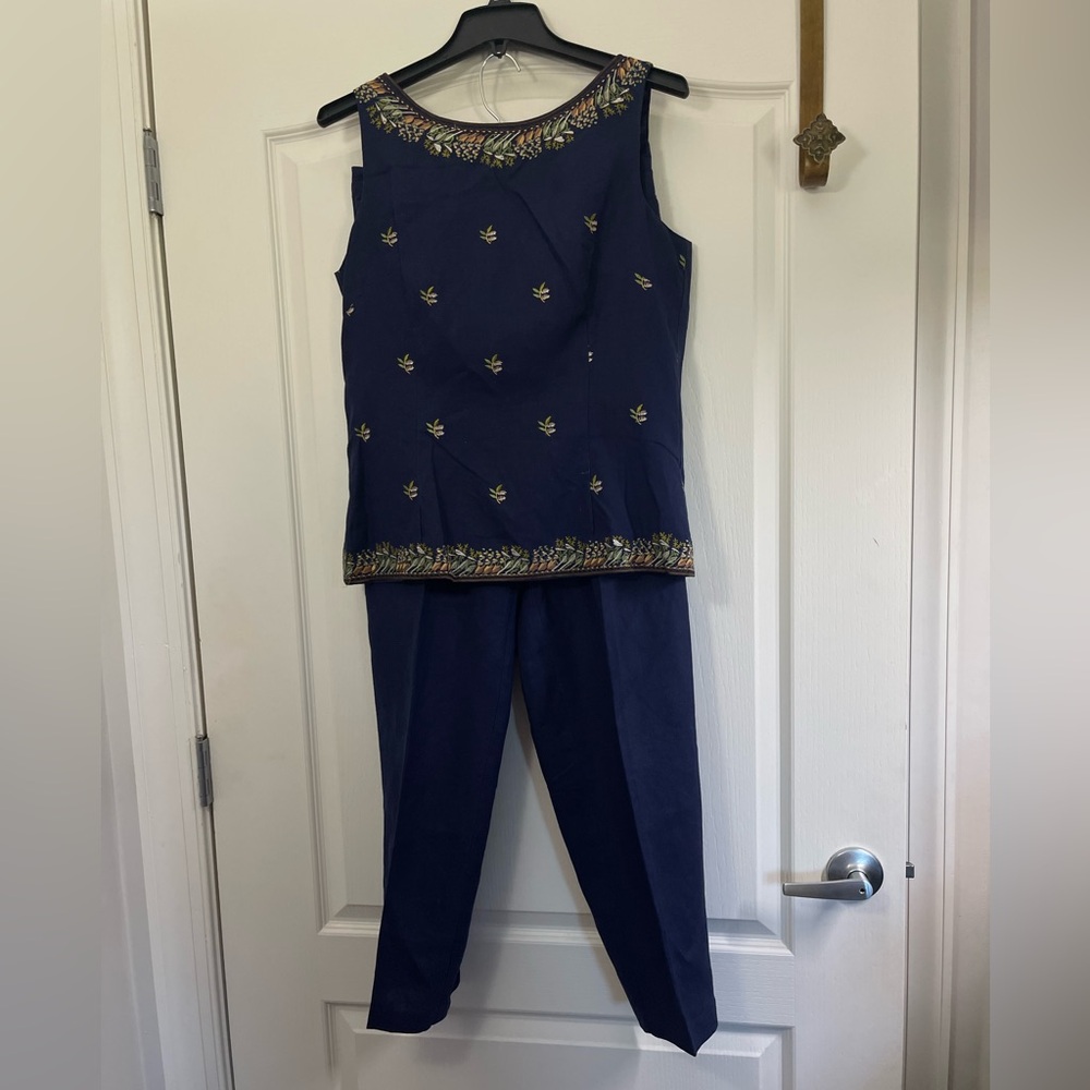 Rare Poetics Women's Navy Blue Embroidered Kurta 2pc Set  - Size 9/10 SKU142
